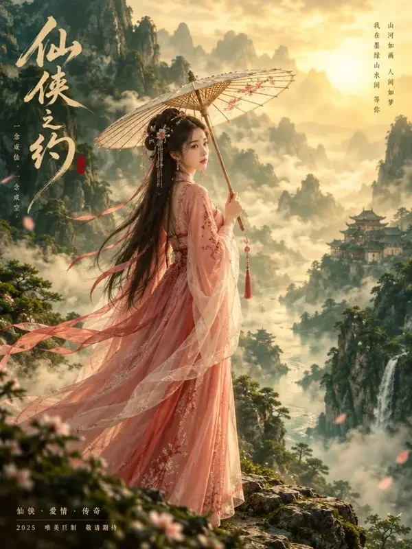 踏墨花境短剧封面，古装题材，共90集